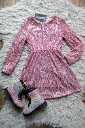 Jurkje great glamour roze, boots glitter rainbow