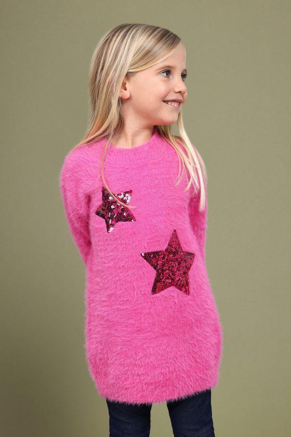 Jurkje Sweaterdress Blue Seven Glitter roze