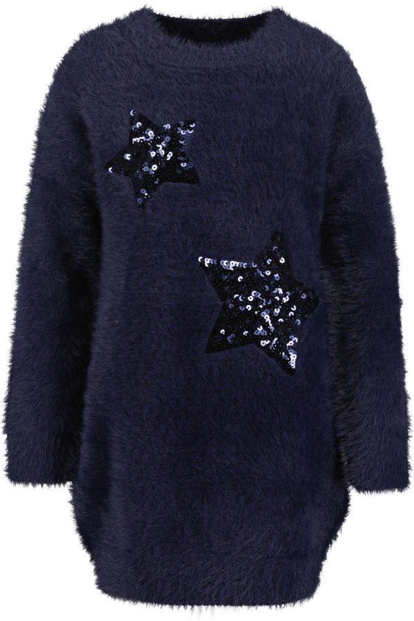 Jurkje Sweaterdress Blue Seven Glitter blauw