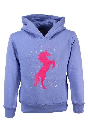 Hoodie glitter paard licht blauw