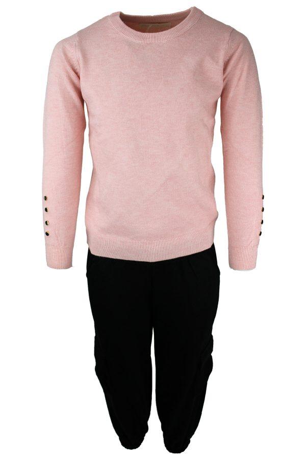 Sweater Dotsy roze, Broekje Gargo Girls zwart