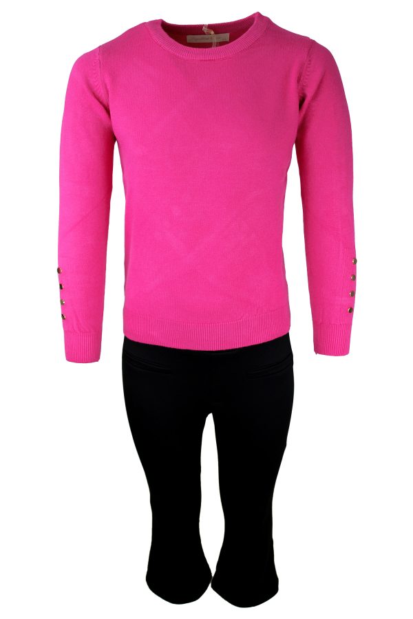 Broekje Flair zwart, sweater dotsy fuchsia