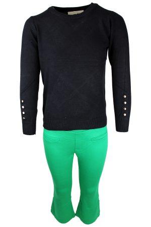 Sweater Dotsy zwart, Broekje Flair groen