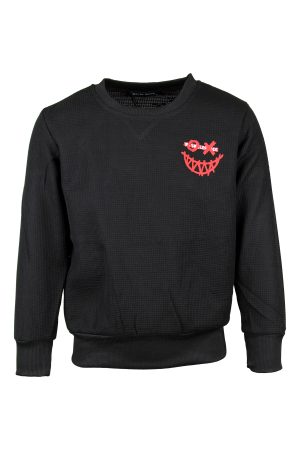 Sweater back smiley zwart