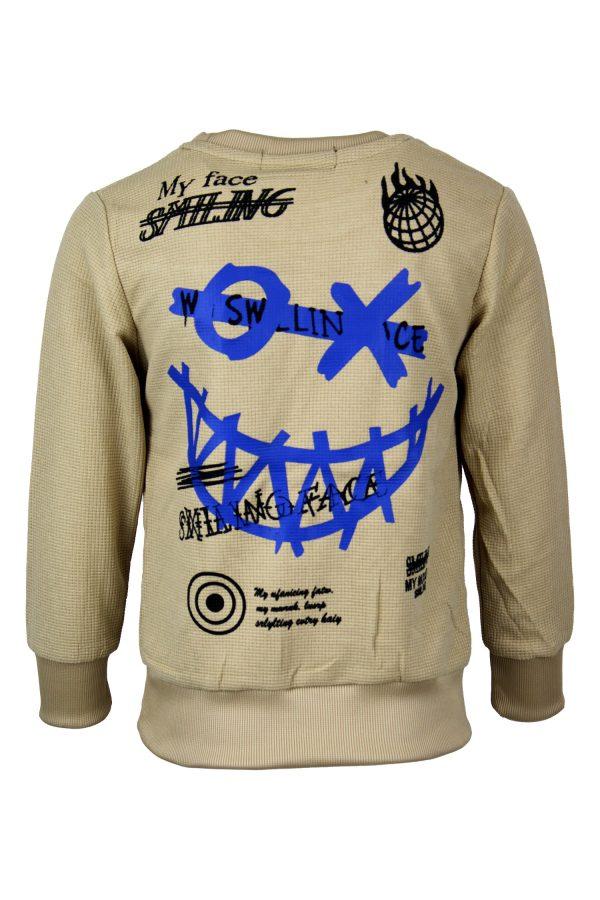 Sweater back smiley beige