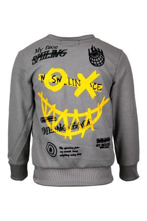 Sweater back smiley grijs