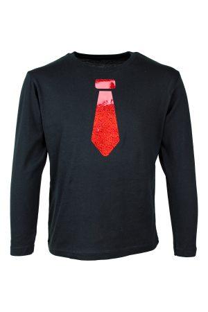 Shirtje Stropdas glitter rood zwart