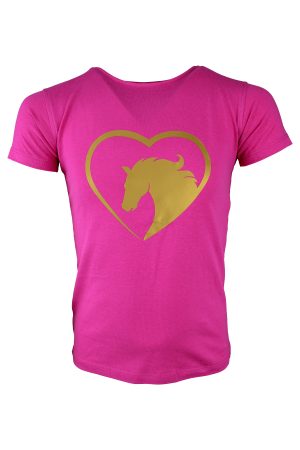 Shirtje T-Shirt Lovehorse gold fuchsia