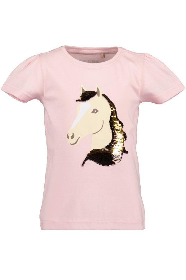 Shirtje Blue Seven Pailletten Paard roze